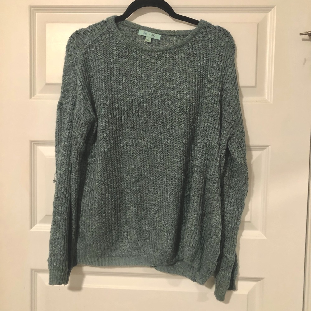 Pink Lily Mute Sea Gray Woven Sweater
